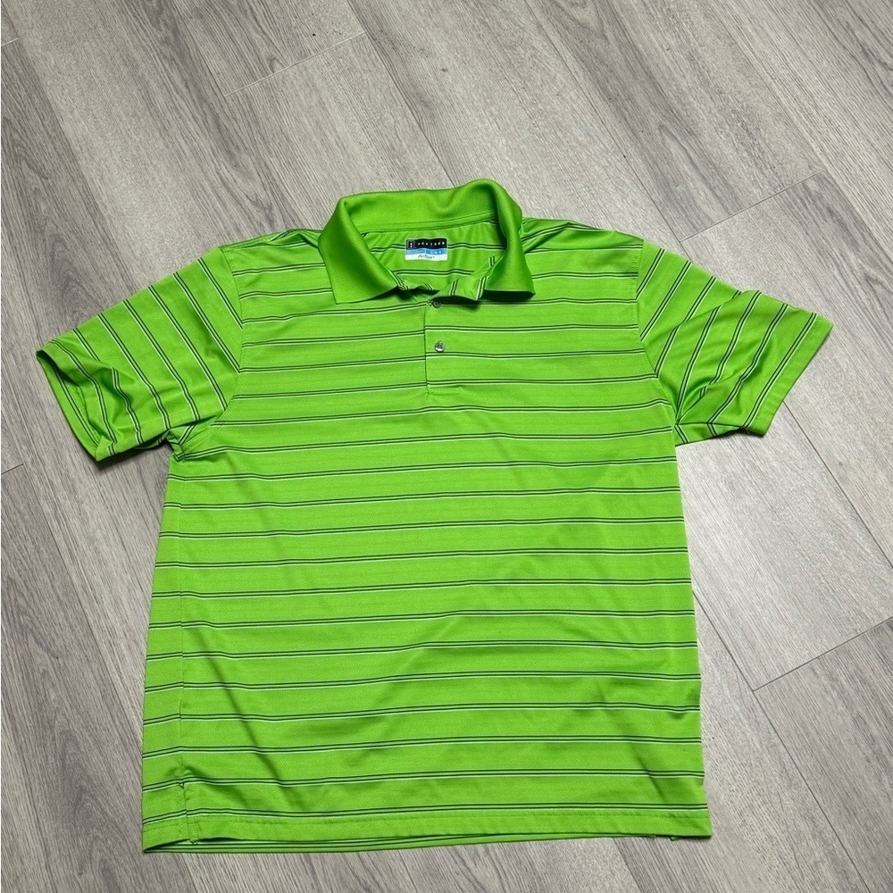 PGA TOUR Airflex Green Striped Polo‎ Shirt